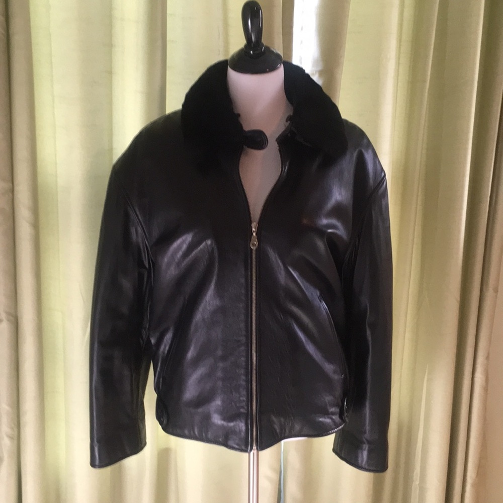 Black leather moto jacket